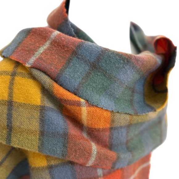 Holt Renfrew Wool Tartan Scarf 🇨🇦 – Multicolour Plaid Fringe - Picture 2 of 7